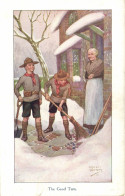 SCOUTS THE GOOD TURN, Vintage Postcard (b54415) - Scouting