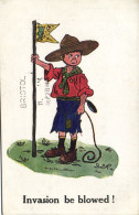 SCOUTS INVASION BE BLOWED, Vintage Postcard (b54407) - Scouting