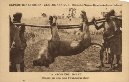 PC CENTRAL AFRICA FRENCH COLONY OUBANGUI-CHARI LION HUNTING, Vintage Pc (b54343) - Centraal-Afrikaanse Republiek