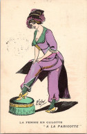 Peinte à La Main Femme Women Lady Girl Mode Béret Jupe-Culotte "A La Sébasto" Illustrateur LAFON - Sonstige & Ohne Zuordnung