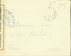 Guerre 40 Lettre En Provenance Des Armées CAD Poste Aux Armées 9 12 39 Censure Bande + Cachet ZB564 Près BCM - Guerre De 1939-45