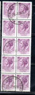 ITALIA REPUBBLICA ITALY REPUBLIC 1968 - 1976 SIRACUSANA TURRITA STELLE STARS LIRE 25 BLOCCO USATO BLOCK USED OBLITERE' - 1961-70: Gebraucht