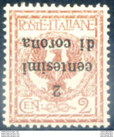 Trento E Trieste. Floreale C. 1. Soprastampa Rovesciata 1919. Linguellato. - Errors And Curiosities
