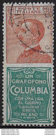 1924-25 Italia Pubblicitari 30c. Columbia Cancelled Sassone N. 9 - Otros & Sin Clasificación