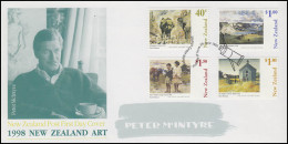 Neuseeland: Moderne Gemälde Von Peter McIntyre 1998, 4 Werte Auf Schmuck-FDC  - Other & Unclassified