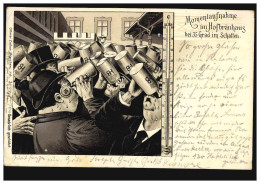 Karikatur-AK Momentaufnahme Im Hofbräuhaus Bei 35 Grad Im Schatten, MÜNCHEN 1899 - Humour