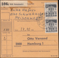 499 Bauwerke 90 Pf Als MeF Auf Paketkarte SCHWABACH 2 -10.7.1969 - Covers & Documents