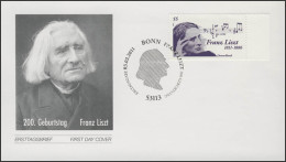 2846 Franz Liszt 2011, FDC ESSt Bonn - Briefe U. Dokumente