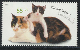 2404 Jugend 55+25 C Katze Mit Jungem ** - Ungebraucht