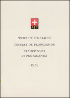 Schweiz Faltblatt Nr. 12 Werbepostmarken Jahresereignisse 1958, ET-O - FDC