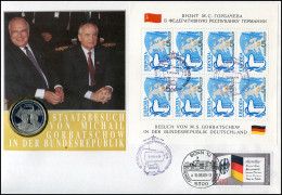 Numisbrief Staatsbesuch Gorbatschow Medaille Silber, Europa-Block Russland 1989 - Unclassified