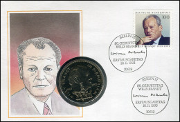 Numisbrief Willy Brandt Münze 1$, 80, Geburtstag, FDC 10.11.93 - Andere & Zonder Classificatie