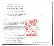 DP Franciscus De Vidts ° Meerbeke Ninove 1876 † 1962 X Maria Angele Smet // Valkenier Roeland - Images Religieuses