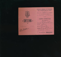 Carte Du  Syndicat Du Personnel De La Préfecture De Police  Lefevre Lucien 1947 - Lidmaatschapskaarten