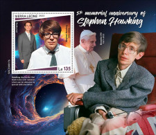 Sierra Leone 2023 5th Memorial Anniversary Of Stephen Hawking. Pope Benedict XVI. (617b) OFFICIAL ISSUE - Popes