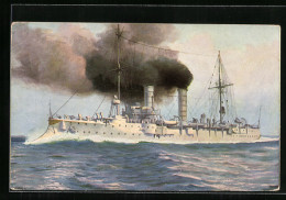 Künstler-AK Christopher Rave: Kriegsschiff S. M. Undine In Voller Fahrt, 1903  - Warships