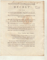 Décret De La Convention Nationale An II échanges Des Matières Et Monnaie En Or Et Argent - Decretos & Leyes