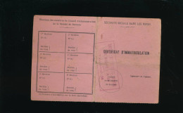 Sécurité Sociale Dans Les Mines Ancien Certificat D'immatriculation - Membership Cards