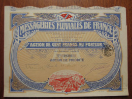 FRANCE - PARIS 1907 - ART NOUVEAU - MESSAGERIES FLUVIALES DE FRANCE - ACTION DE 100 FRS  - DECO - Andere & Zonder Classificatie