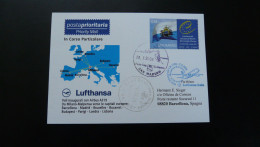 Premier Vol First Flight San Marino Barcelona Via Milano Airbus A319 Lufthansa 2009 - Cartas & Documentos