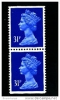 GREAT BRITAIN - 1990  MACHIN  31p.  LITHO  PAIR IMPERF. TOP & BOTTOM MINT NH  SG X1056 - Machins