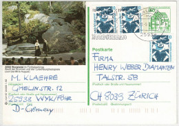 Deutschland 1999, Bildpostkarte Wunsiedel Wyk - Zürich (Schweiz), Nordseebad - Cartoline Illustrate - Usati