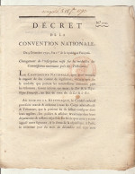 Décret De La Convention Nationale An I Inscription Médaille Des Commissaires Nationaux - Decrees & Laws