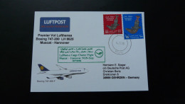 Premier Vol First Flight  Muscat Oman To Hannover Boeing 747 Lufthansa 2006 - Omán