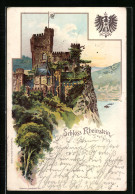 Lithographie Trechtingshausen, Schloss Rheinstein  - Publicidad