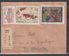 Lettre Recommandée Paris(75 10eme) Pour Albertville (73 Savoie) Du 8/7/1968 Tp Yv:1501-1531-1555 - Storia Postale