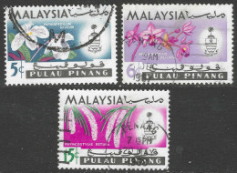 Penang (Malaysia). 1965-68 Orchids. 5c, 6c, 15c Used. SG 68, 69, 71. M5128 - Malesia (1964-...)