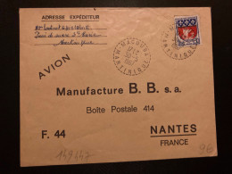 LETTRE TP BLASON PARIS 0,30 OBL. Tiretée 30-5 1967 MACOUBA MARTINIQUE - Manual Postmarks
