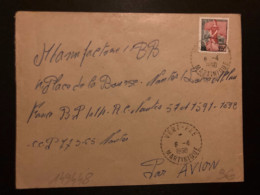 LETTRE TP M A LA NEF 25F OBL. Tiretée 6-4 1960 VERT-PRE MARTINIQUE - Manual Postmarks