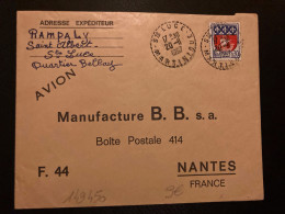 LETTRE TP BLASON PARIS 0,30 OBL. Tiretée 20-11 1967 STE LUCE MARTINIQUE - Handstempel