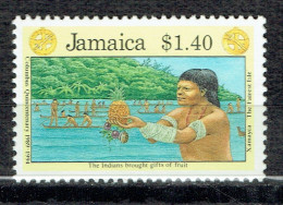 500ème Anniversaire De La Découverte De L'Amérique Par Christophe Colomb : Les Indigènes Font Un Cadeau De Fruits - Jamaica (1962-...)