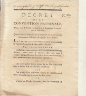 DECRET DE LA CONVENTION NATIONALE An II Communes Mouvements Séditieux De Déposer Leurs Armes - Décrets & Lois