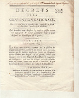 DECRET DE LA CONVENTION NATIONALE An II Mesure Contre Les Anglais Les Espagnols En Guerre - Décrets & Lois