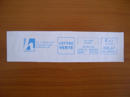 EMA Bleu Sur Fragment  HU 383742 VILLEBON  Avec Illustration  HYPER PANEL - EMA (Printer Machine)