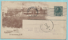 Entier Postal Illustré CANADIAN PACIFIC RAILWAY CIE - ALGONQUIN HOTEL ST ANDREWS - Montreal 28/01/1921 - 1903-1954 Kings