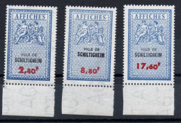 SCHILTIGHEIM** Alsace Bas-Rhin Taxes Sur Les Affiches Série Complète Au Type 3A, émis En 1974 Fiscal Fiscaux  Affichage - Stamps