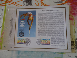 Tirage Limité Classeur Timbre Premier Jour  C.E.F Pays Olympiques 1992 - Documenten Van De Post