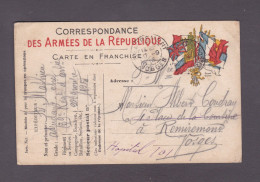 Carte Correspondance Guerre 14-18 De A.  Mathieu Adj. Chef 139è R.I. à Albert Coudray Hopital Auxiliaire 101 Remiremont - Oorlog 1914-18