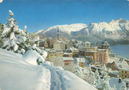 SUISSE - Saint Moritz - Eglise - Sapins - Monts - Panorama - Carte Postale - Autres & Non Classés
