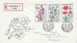 Postzegels > Europa > Tsjechoslowakije > 1960-1979 >aangetekende Brief Met 3 Postzegels  (17948) - Brieven En Documenten
