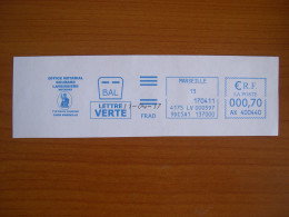 EMA Bleu Sur Fragment  AX 400440 MARSEILLE   Avec Illustration  NOTAIRES - EMA (Printer Machine)