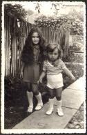 Nice Kid Girl Long Hair And Boy In Garden Old Photo 9x14cm #41102 - Personnes Anonymes