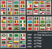 ONU Nations Unies 160 Flaggen Flags Drapeaux ONU 1980 1981 1982 1983 1984 - Neufs