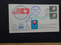 Schweiz 100 Jahre Ballonpost 1959 + Unterschrift Dolder (10831) - Montgolfier