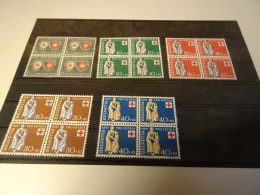 Schweiz Michel 641-645 Pro Patria 1957 Viererblock Postfrisch (25339) - Nuevos