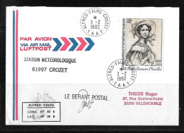 90 - Y&T PA68 Adèle Dumont D'URVILLE Sur Pli CROZET Du 3.2.1982.Cachet METEO Et Signature Du Gérant Postal. - Covers & Documents